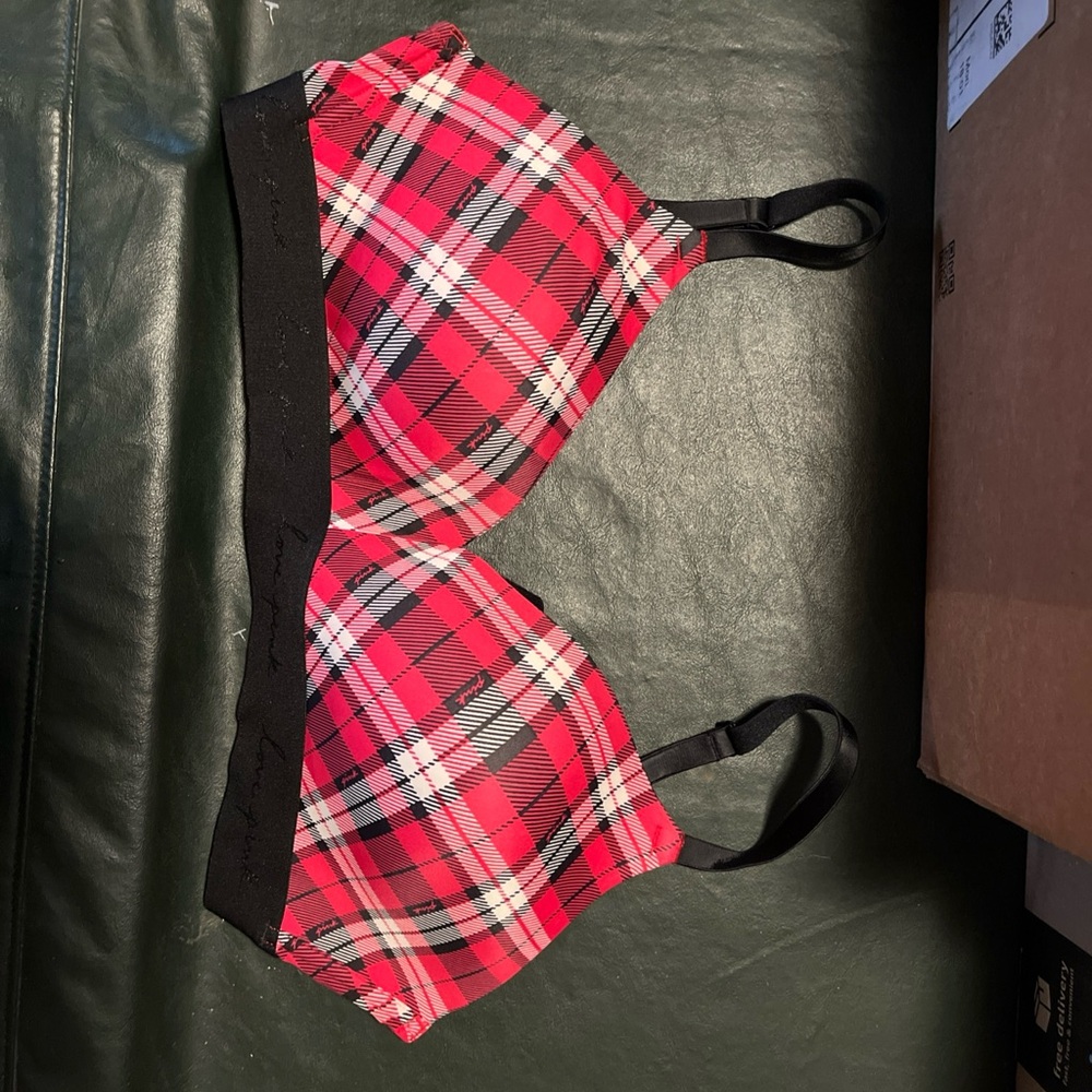 Plaid Women's T-shirt Bra - Red and Black Victoria secret